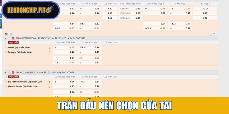 Trận đấu nên chọn cửa tài 